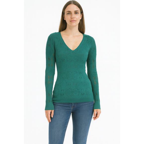 Intimately Free People Lace Top Green Y2K Vintage Long Sleeve Soft Grunge M/L - Picture 1 of 4